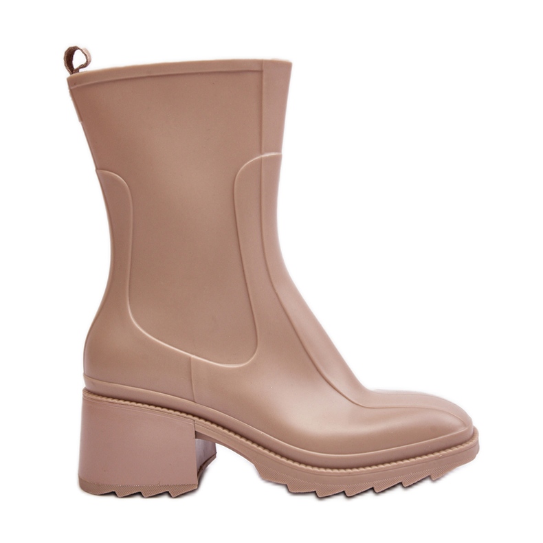 Botas de agua mate con tacón alto para mujer, Beige Bertaida
