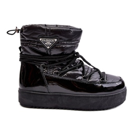Botas de nieve de mujer con plataforma y cordones Negro Fleure