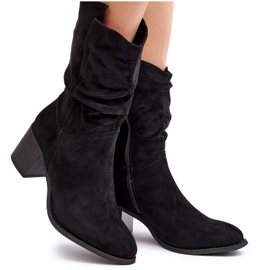 Botas aislantes para mujer con parte superior fruncida y tacón alto, Black Shavy negro