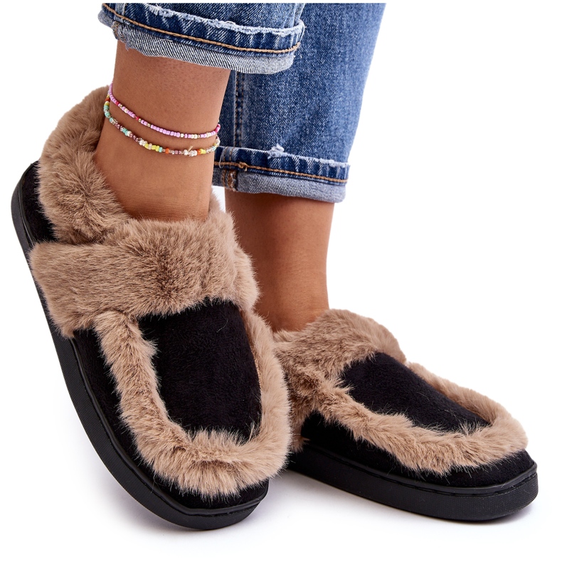 Pantuflas De Mujer Con Pelo Negro Sailey Pantuflas De Mujer Con Pelo Negro Sailey