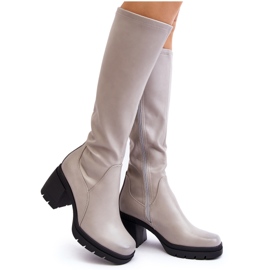 Sergio Leone Botas de tacón alto por encima de la rodilla para mujer, gris cálido Sislene