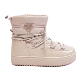 Botas de nieve para mujer con plataforma y cordones Beige Fleure