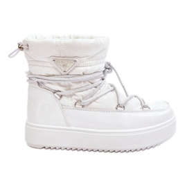 Botas de nieve con plataforma y cordones para mujer, color blanco flor Botas de nieve con plataforma y cordones para mujer, color blanco flor
