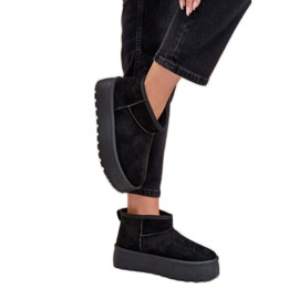 Botas de nieve con plataforma de ante para mujer negro Ninala
