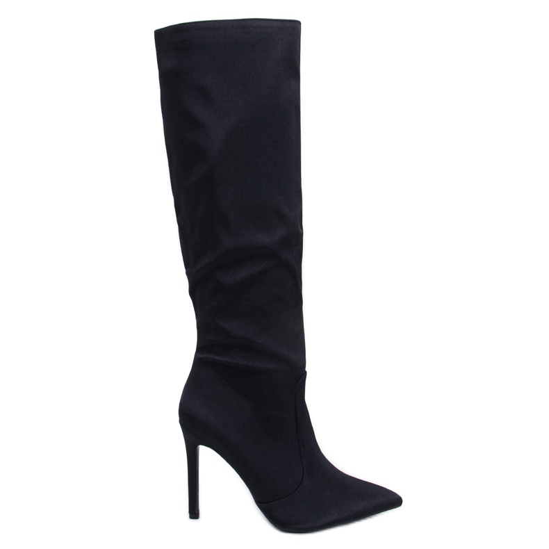 Botas de tacón alto de satén negro Strauss