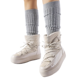 Botas de nieve de charol beige con banda elástica de Calogero