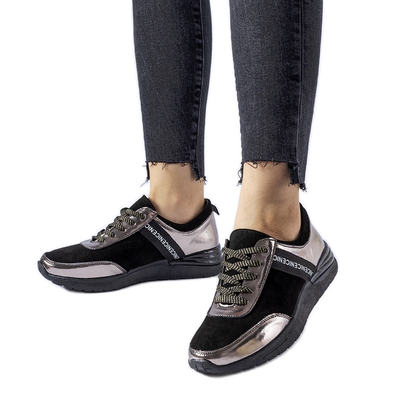 Zapatillas de cuero negras y grises de Castelfidardo negro