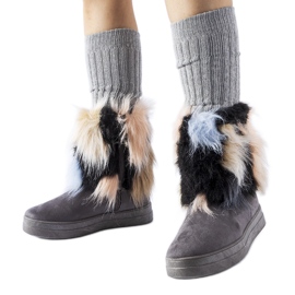 Botas de nieve grises con aislamiento y pelo de Cordero