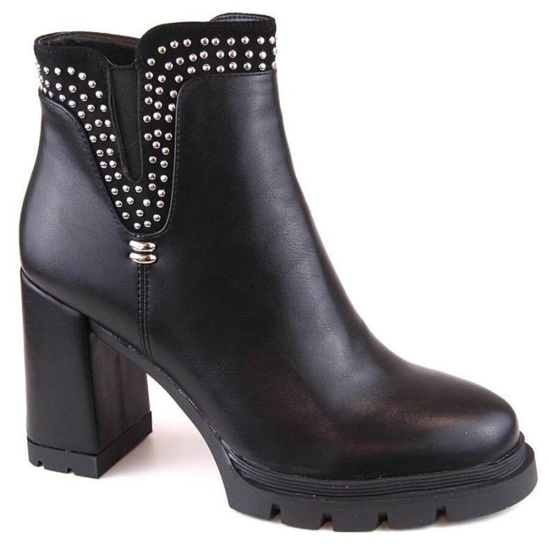 Botines aislantes de tacón alto con remaches, Filippo W PAW495, negro