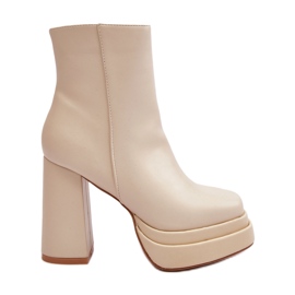 Sweet Shoes Botines de Mujer con Tacón Alto y Plataforma, Beige Claro Sandstra