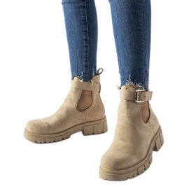 Botines beige con cierre Sarrazin decorativo