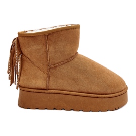 Botas de nieve de mujer con plataforma maciza y flecos Camel Lirico marrón