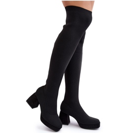 Botas por encima de la rodilla para mujer con plataforma y tacón alto, Manaliis negro