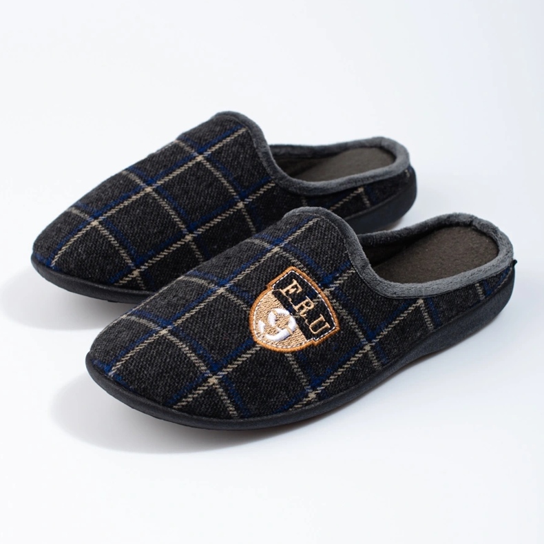 Pantuflas de hombre Shelovet de cuadros grises