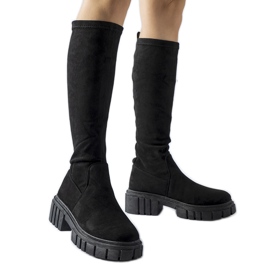 Botas largas de ante negras de Donnino negro