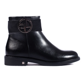 W. Potocki Botines bajos negros con tacón plano de Potocki