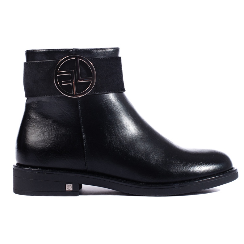 W. Potocki Botines bajos negros con tacón plano de Potocki W. Potocki Botines bajos negros con tacón plano de Potocki