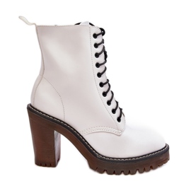 Botines con cordones para mujer, Blanco Arove