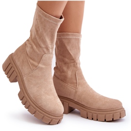 Botas de tacón plano sin cordones Divella Workers en beige