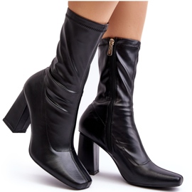Botines de mujer con punta cuadrada, negro Glavina