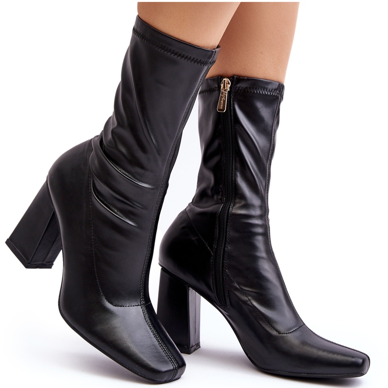 Botines de mujer con punta cuadrada, negro Glavina