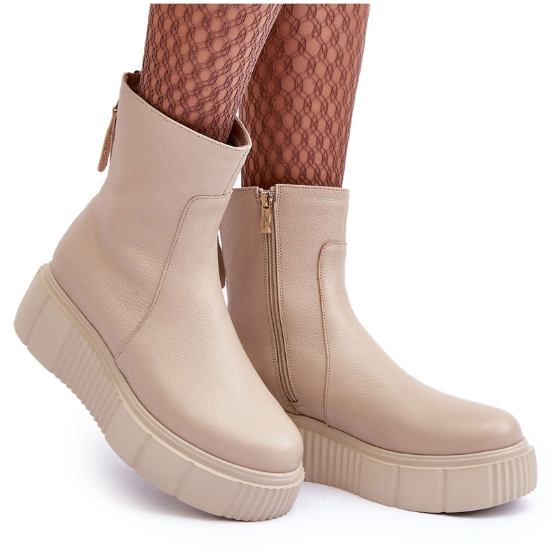 Botines Mujer Piel con Plataforma Beige Lemar Jenefer Botines Mujer Piel con Plataforma Beige Lemar Jenefer