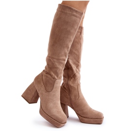 Botas aislantes de mujer Layala beige con tacones enormes