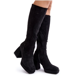 Botas aislantes para mujer con tacón grueso, negro Layala