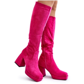 Botas aislantes de mujer Layala fucsia con tacones enormes rosado