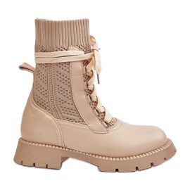 Botines de Mujer con Cordones Beige Claro Gentiana