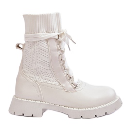 Botas De Mujer Con Calcetín Con Cordones Gentiana Blanco
