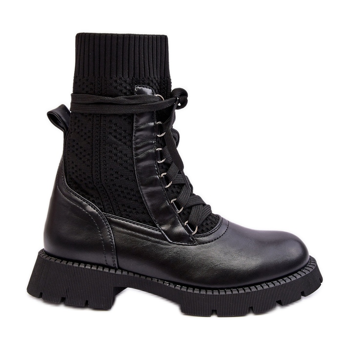 Botines de Mujer con Calcetín con Cordones Negro Gentiana