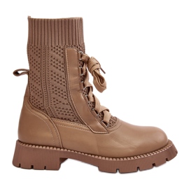 Botas de Mujer con Calcetín con Cordones, Gentiana Marrón Botas de Mujer con Calcetín con Cordones, Gentiana Marrón