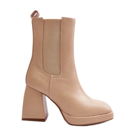 Botas De Mujer Beige Con Plataforma Y Tacón Stelares