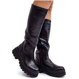 Botas por encima de la rodilla para mujer con suela gruesa, negro Beatrizia