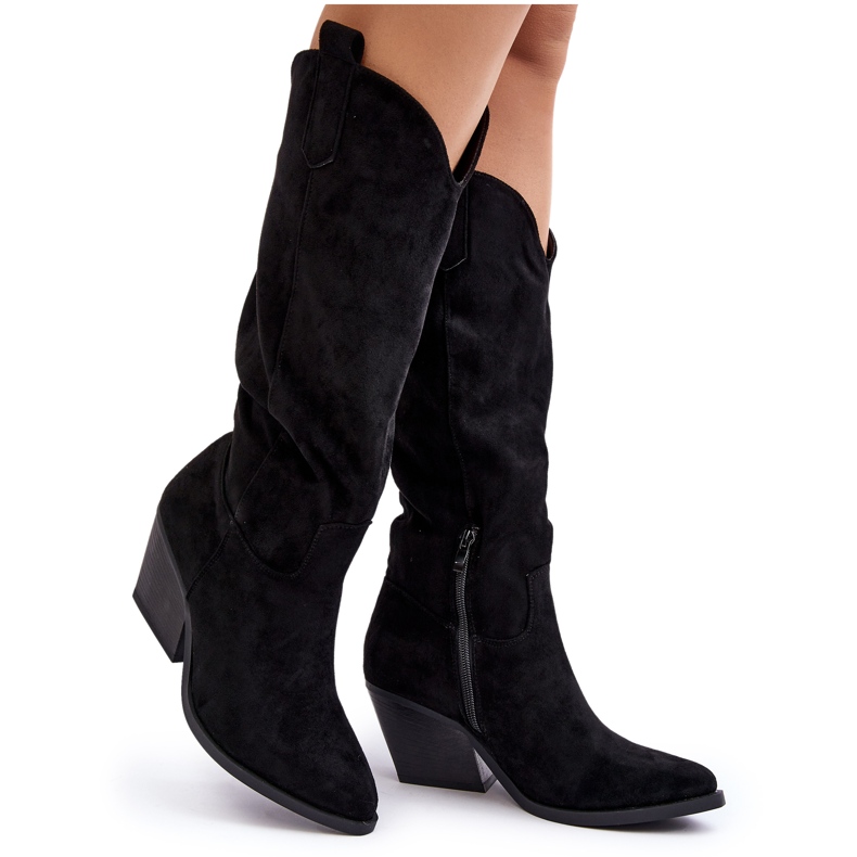 Botas Cowboy Sobre La Rodilla Mujer Negro Oppore