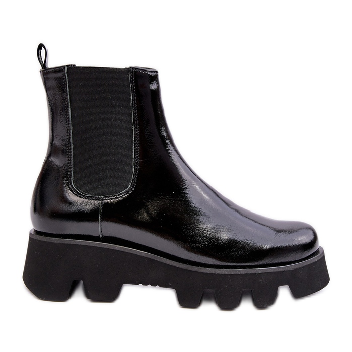 Botas Chelsea de piel para mujer con suela maciza Laura Messi 2571 Negro Botas Chelsea de piel para mujer con suela maciza Laura Messi 2571 Negro