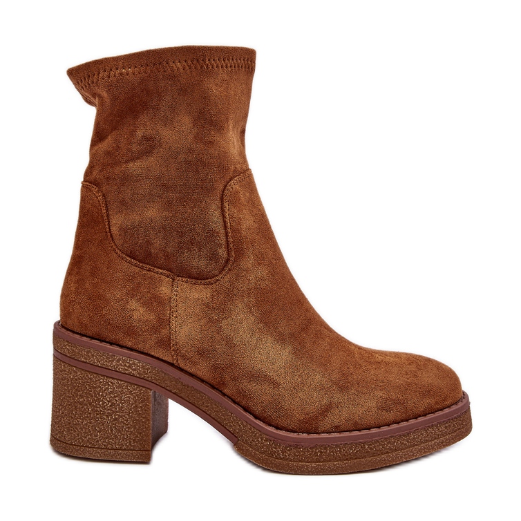 Botines de mujer Argastis color camel con tacón alto marrón
