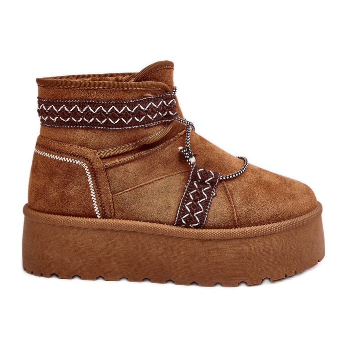 Botas De Nieve De Mujer Con Suela Gruesa Y Cordones Milson Camel marrón Botas De Nieve De Mujer Con Suela Gruesa Y Cordones Milson Camel marrón