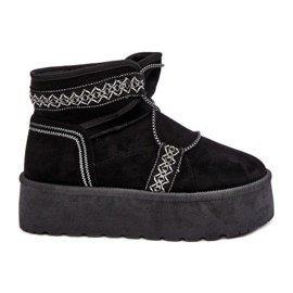 Botas de nieve para mujer con suela gruesa y cordones, negro Milson