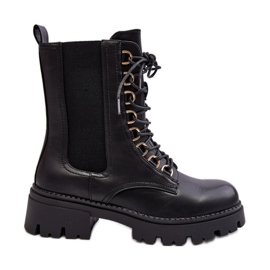 Botas Worker Mujer Piel Negro Charmea
