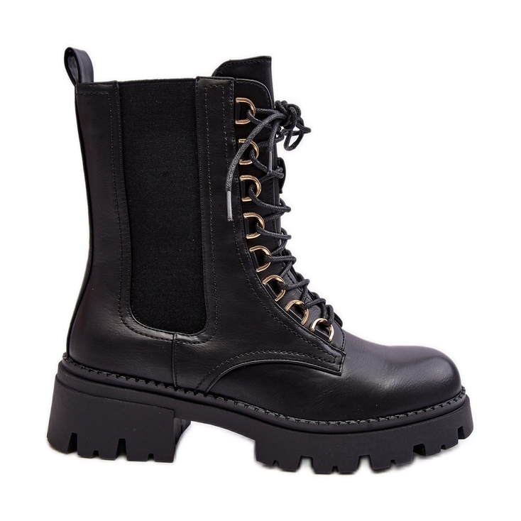 Botas Worker Mujer Piel Negro Charmea