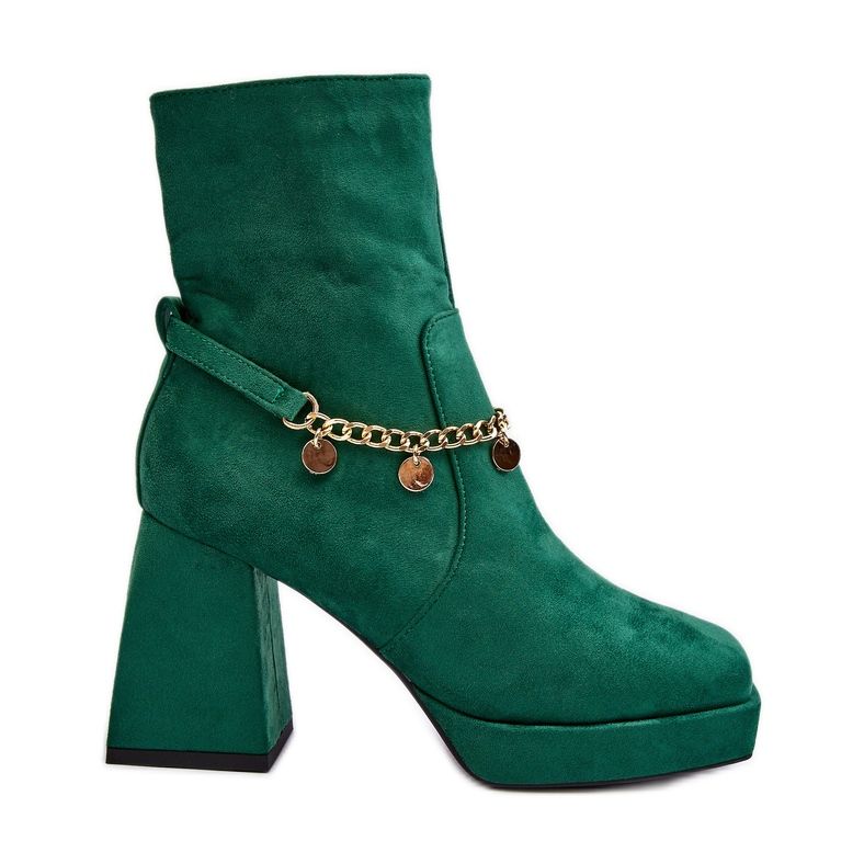 Botines de mujer con cadena verde Tiselo