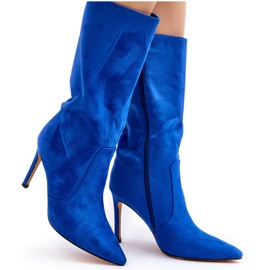 Botas de tacón alto a media pantorrilla para mujer, azul Odetteia