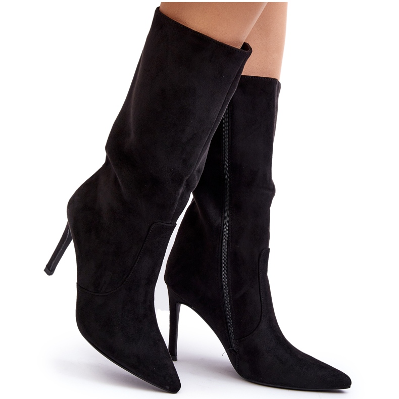 Botas de tacón alto a media pantorrilla para mujer Negro Odetteia