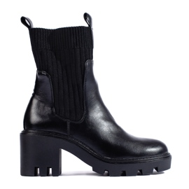Botines sin cordones Potocki negros con tacón ancho
