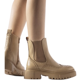 Botines beige oscuro con pespuntes Castella
