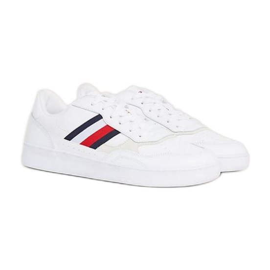 Zapatillas Tommy Hilfiger Court Cupsole Retro Lth Stripes M FM0FM04828YBS blanco