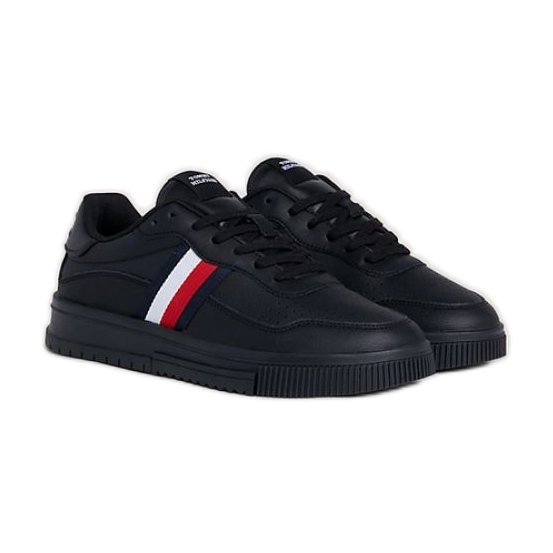 Tommy Hilfiger Zapatos Supercup Leather Stripes M FM0FM048240GQ negro