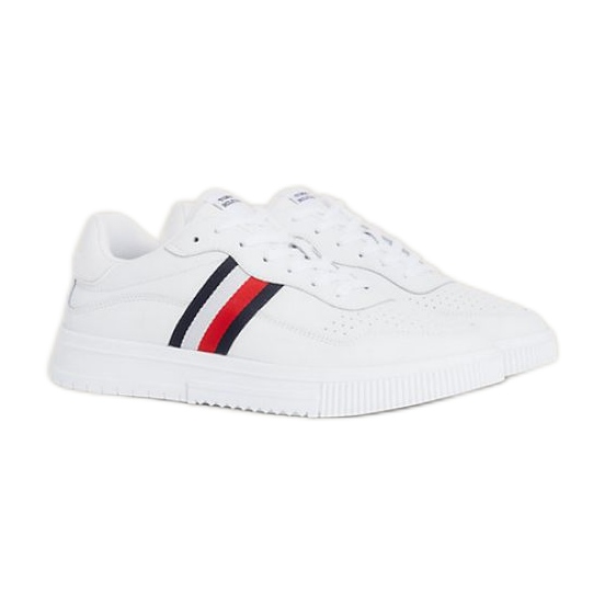 Tommy Hilfiger Zapatillas Supercup Lealther Stripes M FM0FM04824YBS blanco
